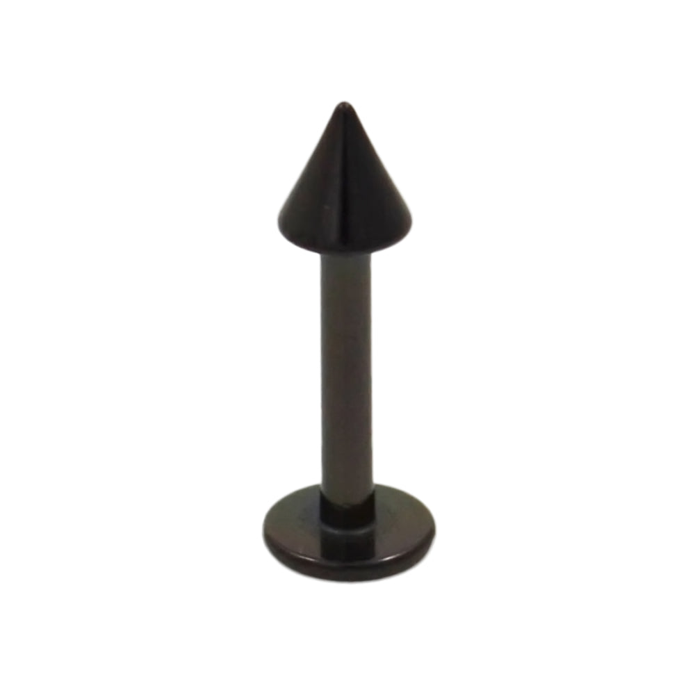 Surgical Steel 16 Gauge Labret Stud with Black PVD Spike End