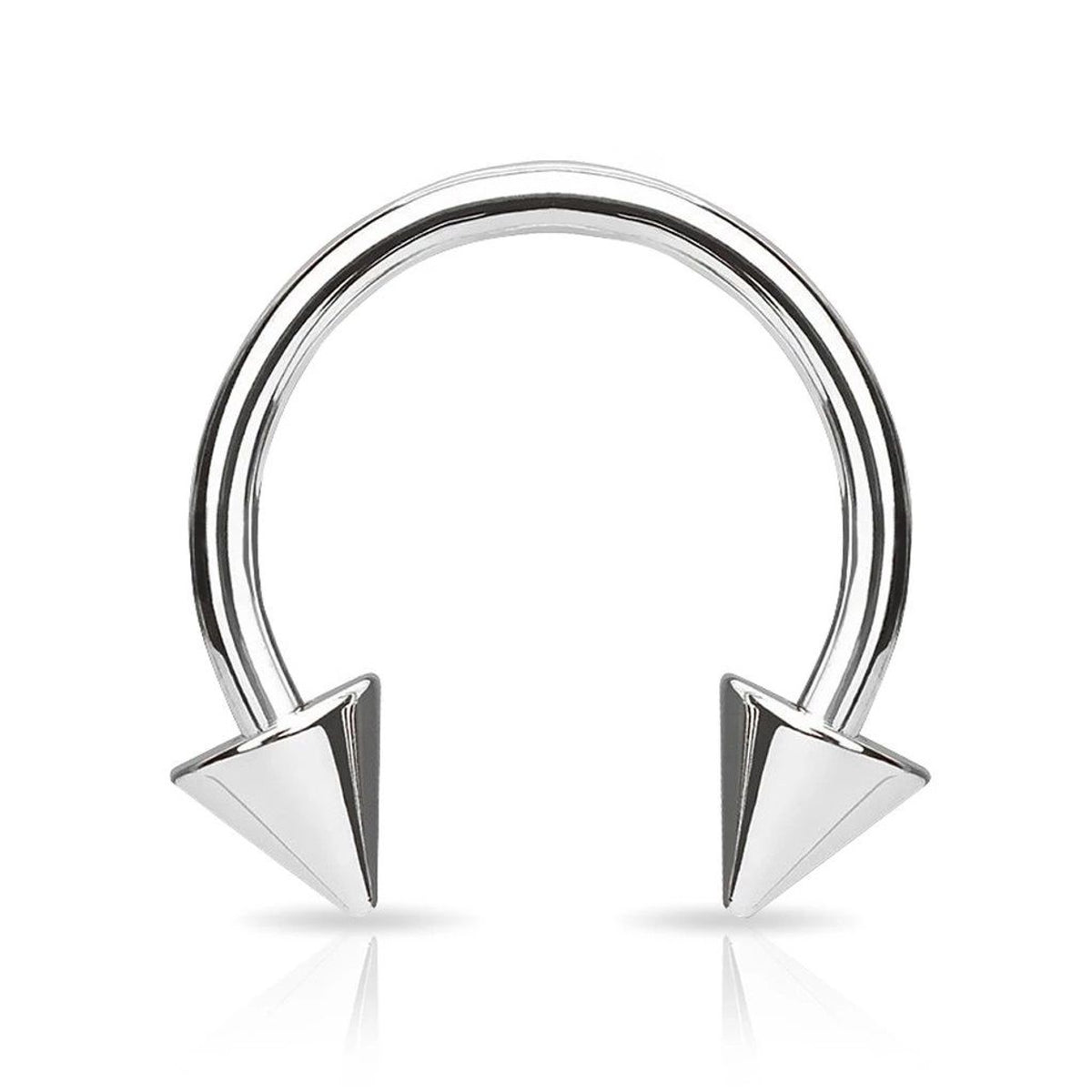 Titanium 16 & 14 Gauge Horseshoe Circular Barbell with Spike End