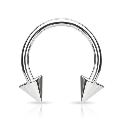Titanium 16 & 14 Gauge Horseshoe Circular Barbell with Spike End