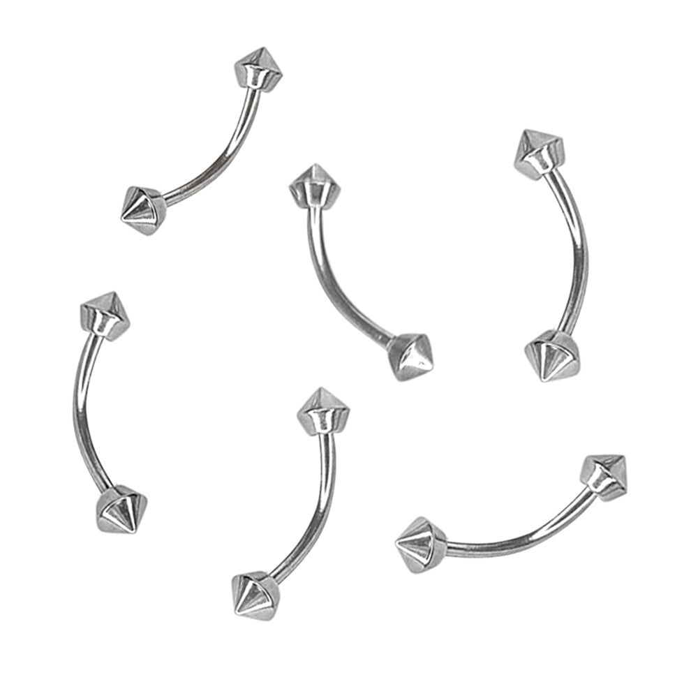 Surgical Steel 16 Gauge Curved Eyebrow Barbell with Spike