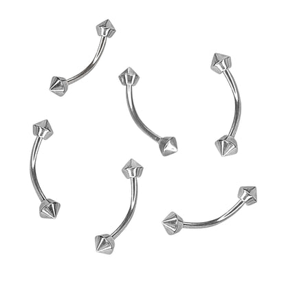 Surgical Steel 16 Gauge Curved Eyebrow Barbell with Spike