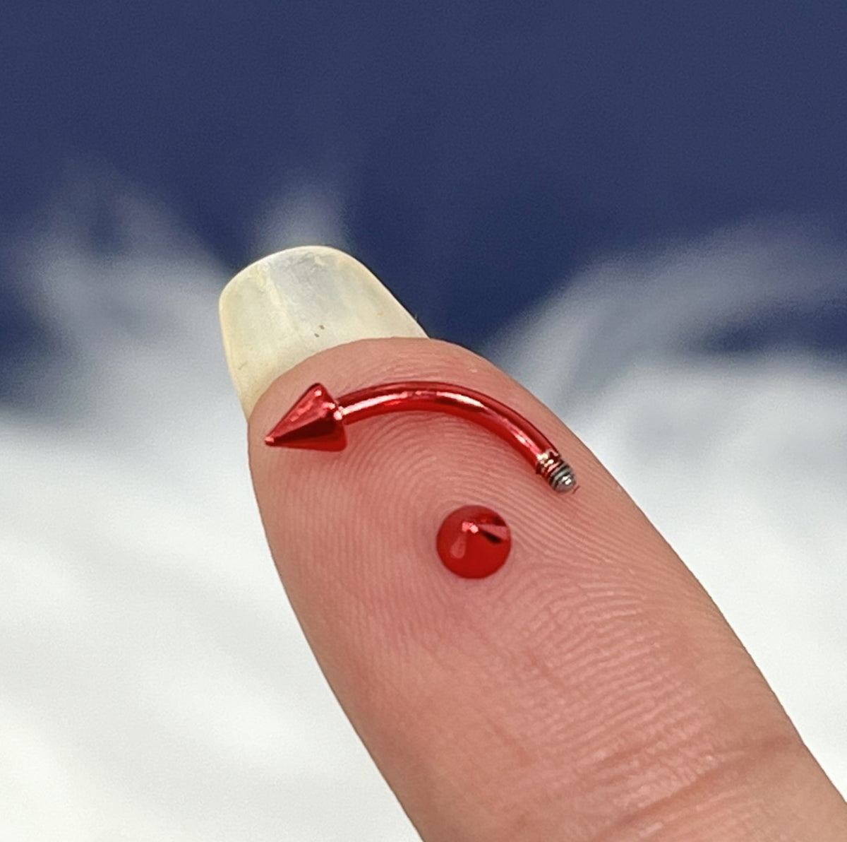 Surgical Steel Red PVD Curved Barbell 16G 8mm with Spike End - Pair - photo 3