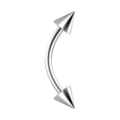 Surgical Steel 16 Gauge Curved Barbell with Spike Ends