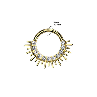 Titanium Hinged Septum Ring 16G 8mm & 10mm with CZ Spike - photo 3
