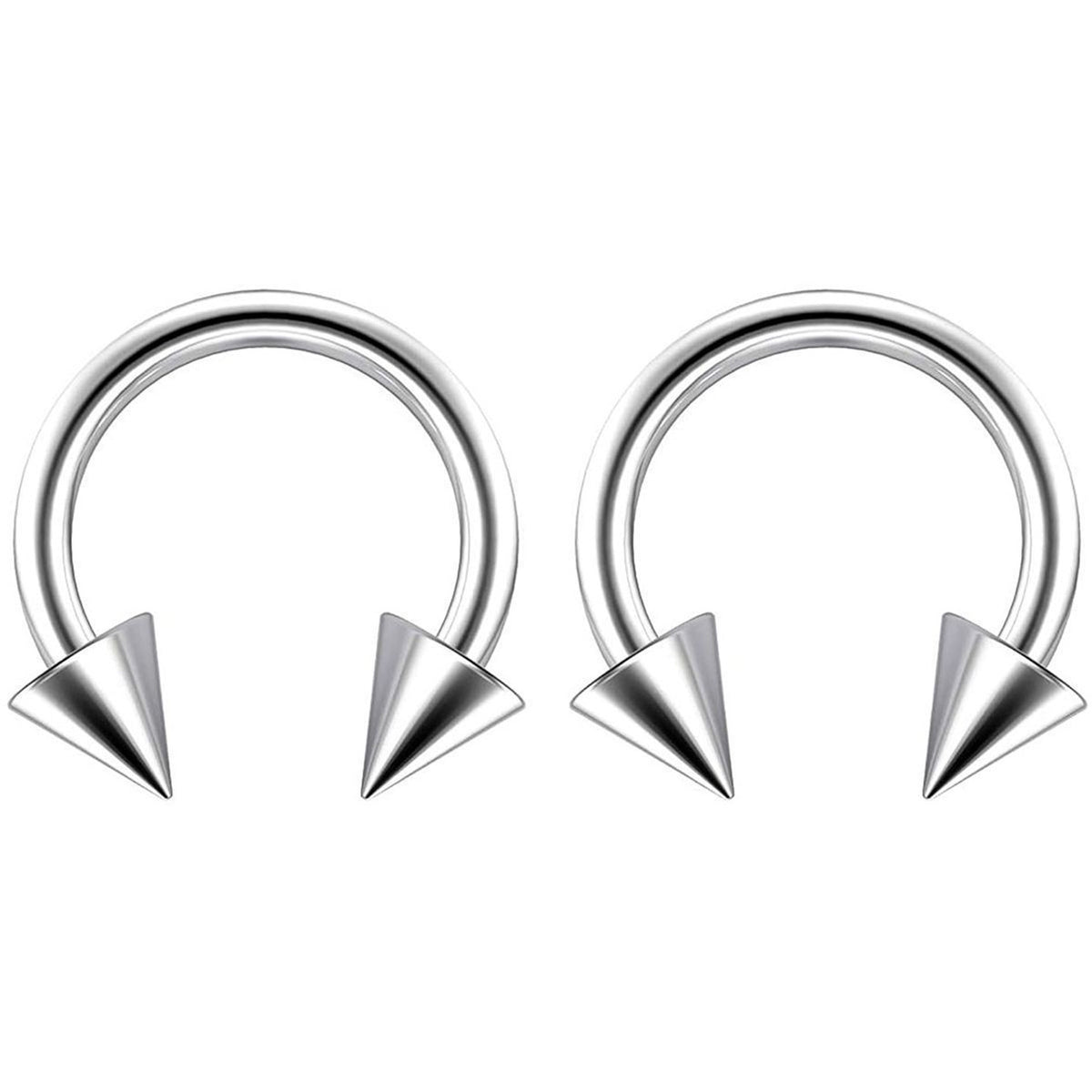 Surgical Steel Cone Spike Horseshoe Rings 16 Gauge 6mm to 14mm - Pair