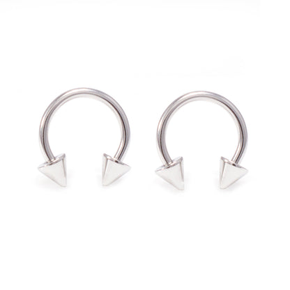 Surgical Steel 14 & 16 Gauge Spike Horseshoe Barbell - Pair