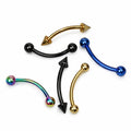 PVD Surgical Steel 16 Gauge Ball & Spike Curved Barbells 8mm - 6 Pack
