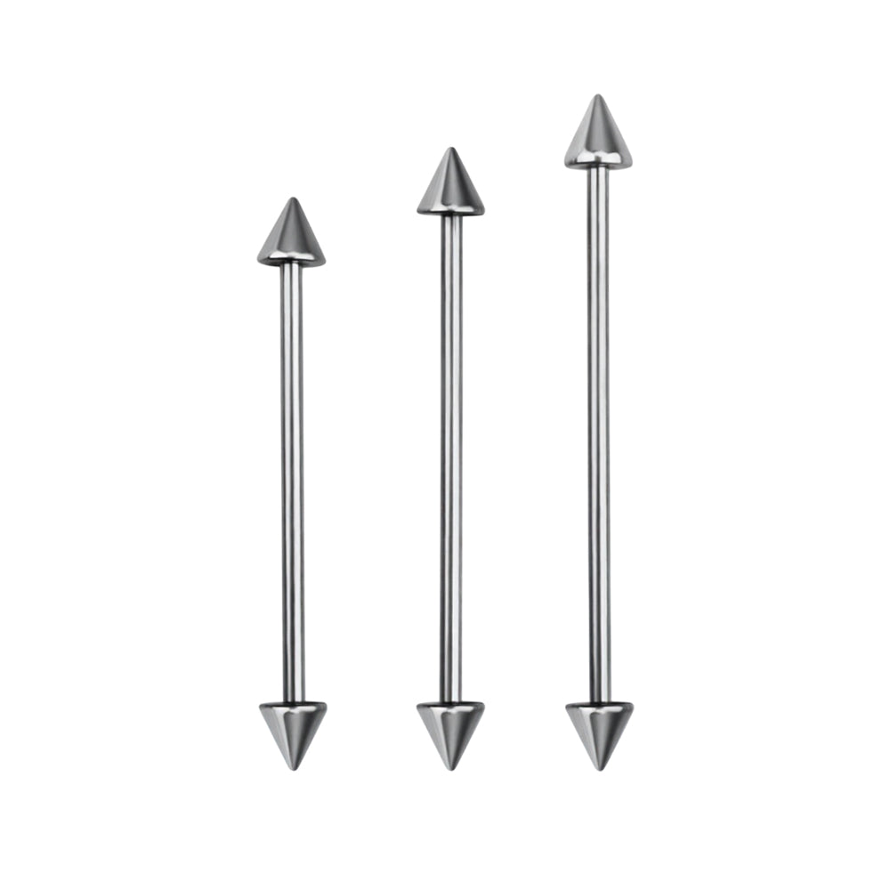 Titanium industrial barbell with spike ends
