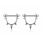Titanium nipple stirrup barbells with spike ends