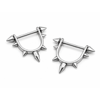 Titanium nipple stirrup barbells with spike ends
