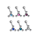Surgical Steel 14 Gauge Spinner CZ Tongue Barbells 16mm - 6 Pack