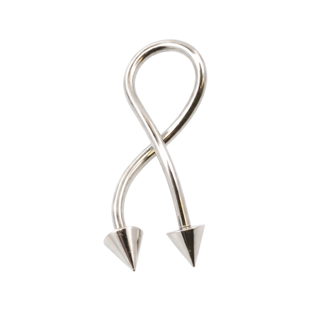 Surgical Steel Spiral Belly Button Ring 16G 25mm with Spike Ends