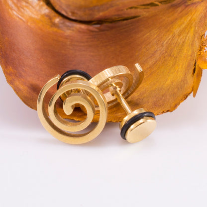 Surgical Steel 16 Gauge Fake Plugs with PVD Gold Spiral Swirl - Pair - photo 2