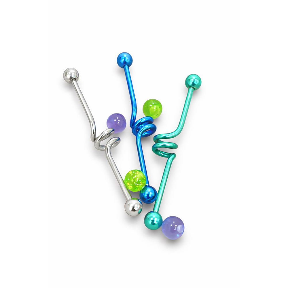 Surgical Steel Spiral Industrial Barbells 14 Gauge 36mm - 3 Pack