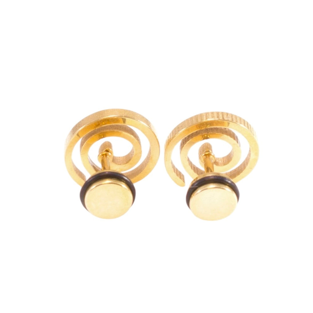 Surgical Steel 16 Gauge Fake Plugs with PVD Gold Spiral Swirl - Pair - photo 5