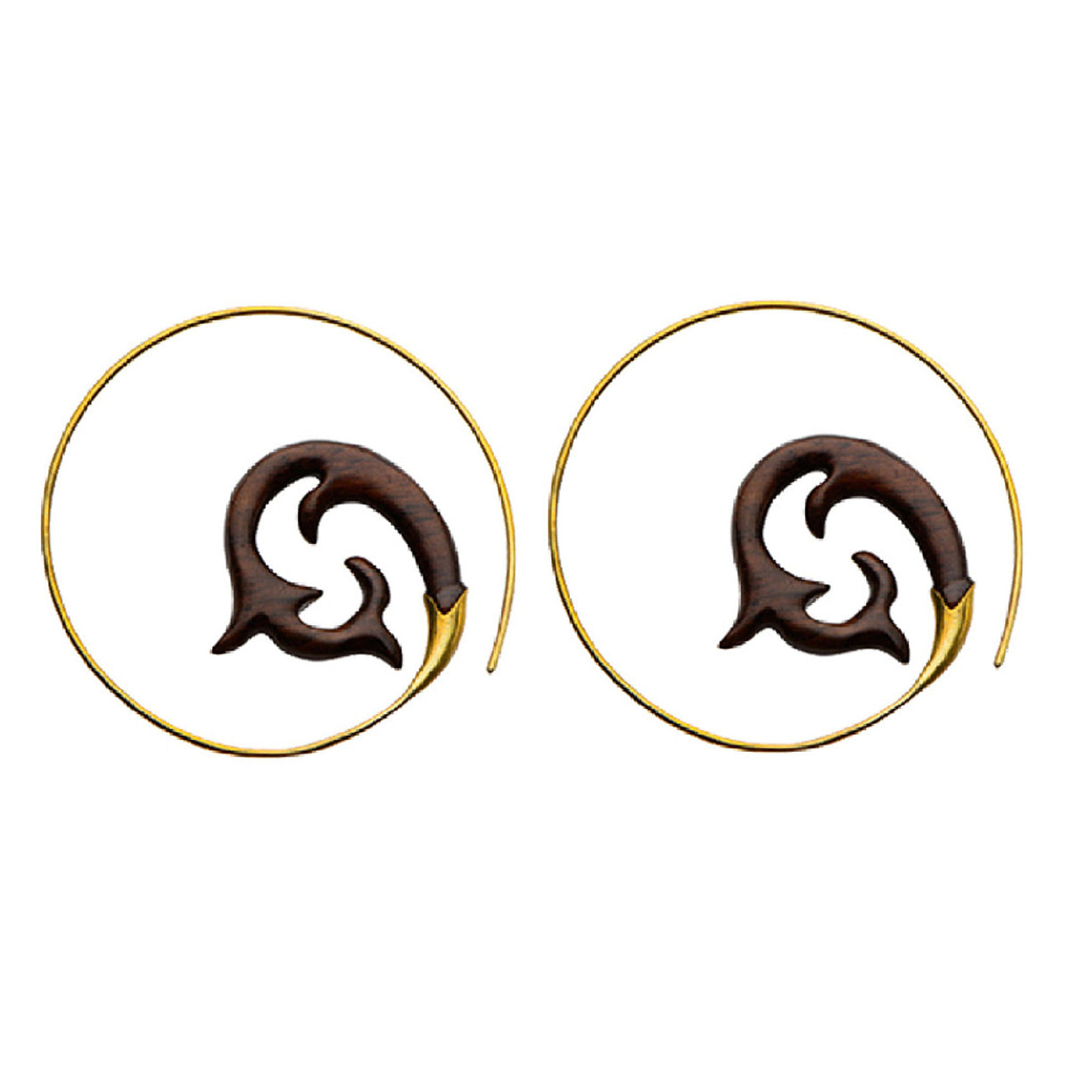 Wood 18 Gauge Spiral Tapers with Cast Brass Filigree - Pair