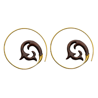 Wood 18 Gauge Spiral Tapers with Cast Brass Filigree - Pair
