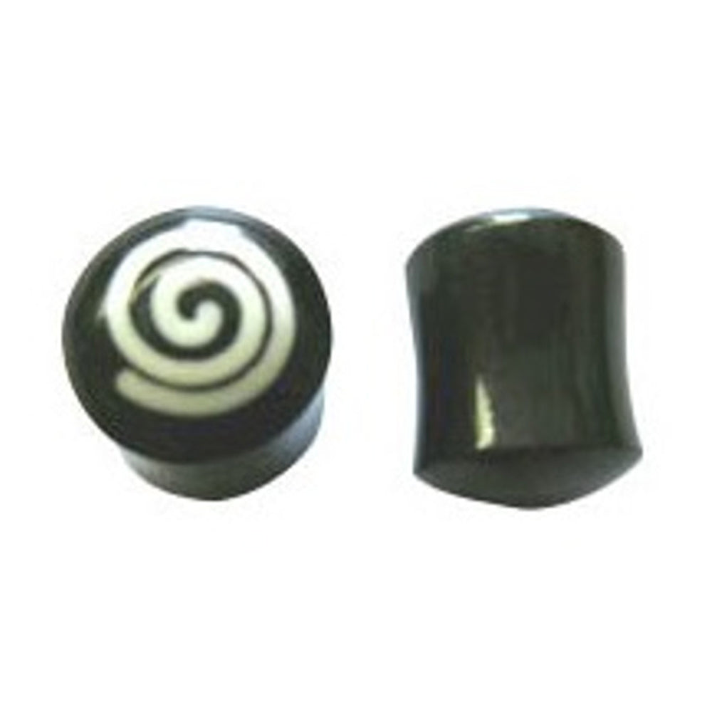 Black Buffalo Horn Spiral Ear Plugs 00 to 2 Gauge - Pair