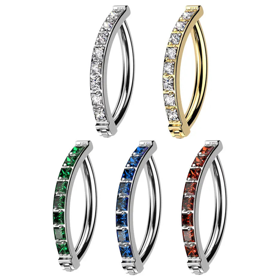 Titanium Hinged Belly Ring 14G 10mm with Square CZ - 4 Colors - photo 5