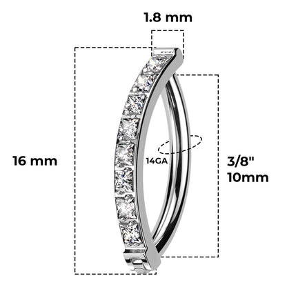 Titanium Hinged Belly Ring 14G 10mm with Square CZ - 4 Colors - photo 3