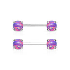 Surgical Steel 14 Gauge Opal Nipple Barbell - Pair
