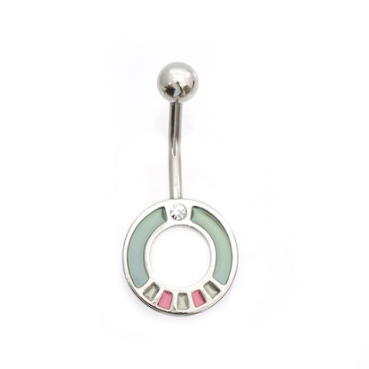 Surgical Steel 14 Gauge Belly Ring Luxe Modz Pastel Stained Glass CZ - photo 3