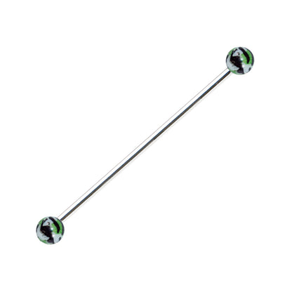 Surgical Steel Industrial Barbell 14 Gauge 32 MM With Camouflage Ends