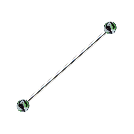 Surgical Steel Industrial Barbell 14 Gauge 32 MM With Camouflage Ends