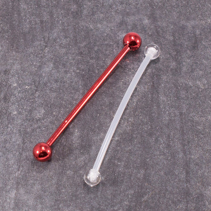 Surgical Steel Anodized Industrial Barbell 14 Gauge 38 MM & Retainer