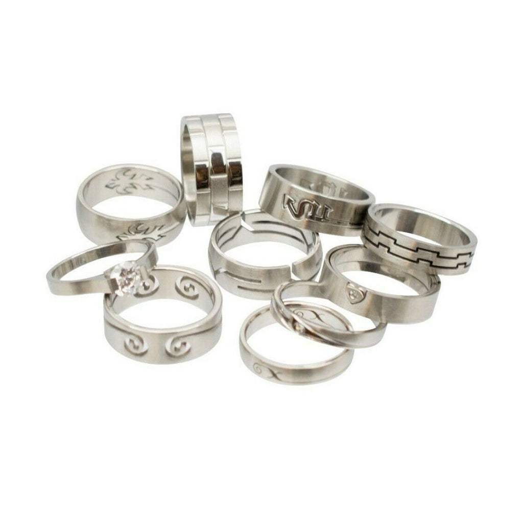 Surgical Steel Rings Assorted Designs No Duplicates - 6 Pack