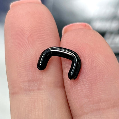 Titanium 10 to 16 Gauge PVD Black Staple Septum Ring - photo 2