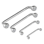 90 Degree Bent Surface Staple Barbells 14 Gauge Internally Threaded CZ - Kruelty
