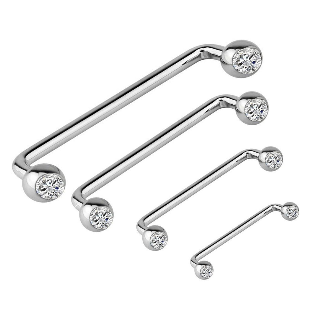 90 Degree Bent Surface Staple Barbells 14 Gauge Internally Threaded CZ - Kruelty