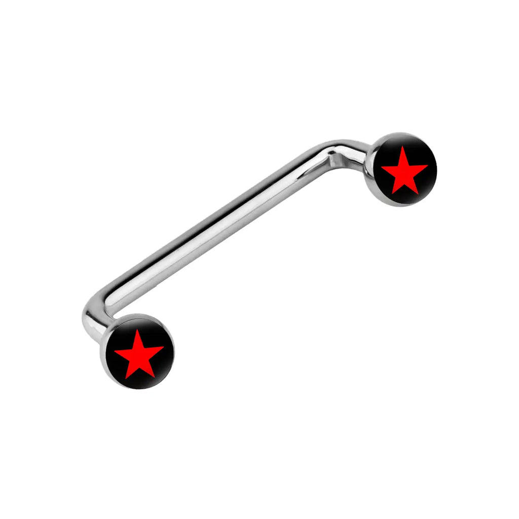 Surgical Steel 14 Gauge Star Logo Flat Disc Staple Surface Barbell
