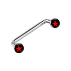 Surgical Steel 14 Gauge Star Logo Flat Disc Staple Surface Barbell