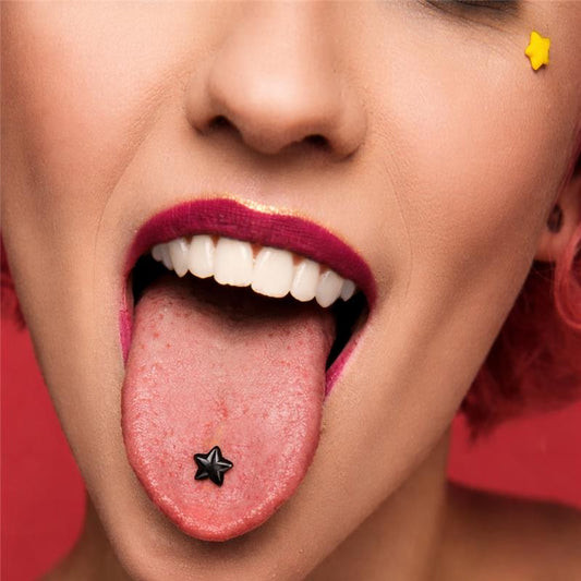 Acrylic 14 Gauge Tongue Ring Barbell with Flexible Star - 4 Pack