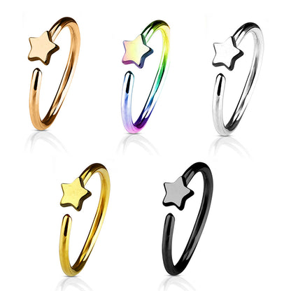 Surgical Steel 20 Gauge Bendable Nose Ring with Star