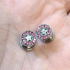 Surgical Steel 6 to 2 Gauge Star CZ Screw Fit Ear Tunnels - Pair