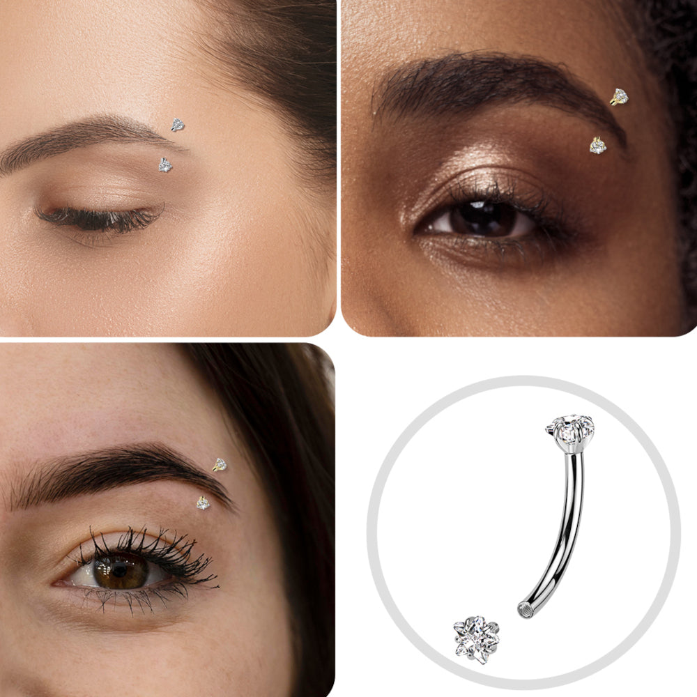 Titanium Curved Eyebrow Barbell 16G 8mm with Star CZ - photo 2