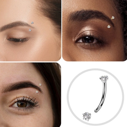 Titanium Curved Eyebrow Barbell 16G 8mm with Star CZ - photo 2