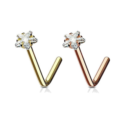 Surgical Steel L-Shaped Nose Stud with Star CZ - 18 & 20 Gauge - photo 5