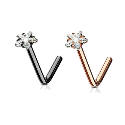 Surgical Steel L-Shaped Nose Stud with Star CZ - 18 & 20 Gauge - photo 7