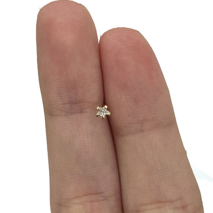 14K Solid Gold Bendable Fishtail Nose Stud 22G with CZ - 4 Shapes - photo 10