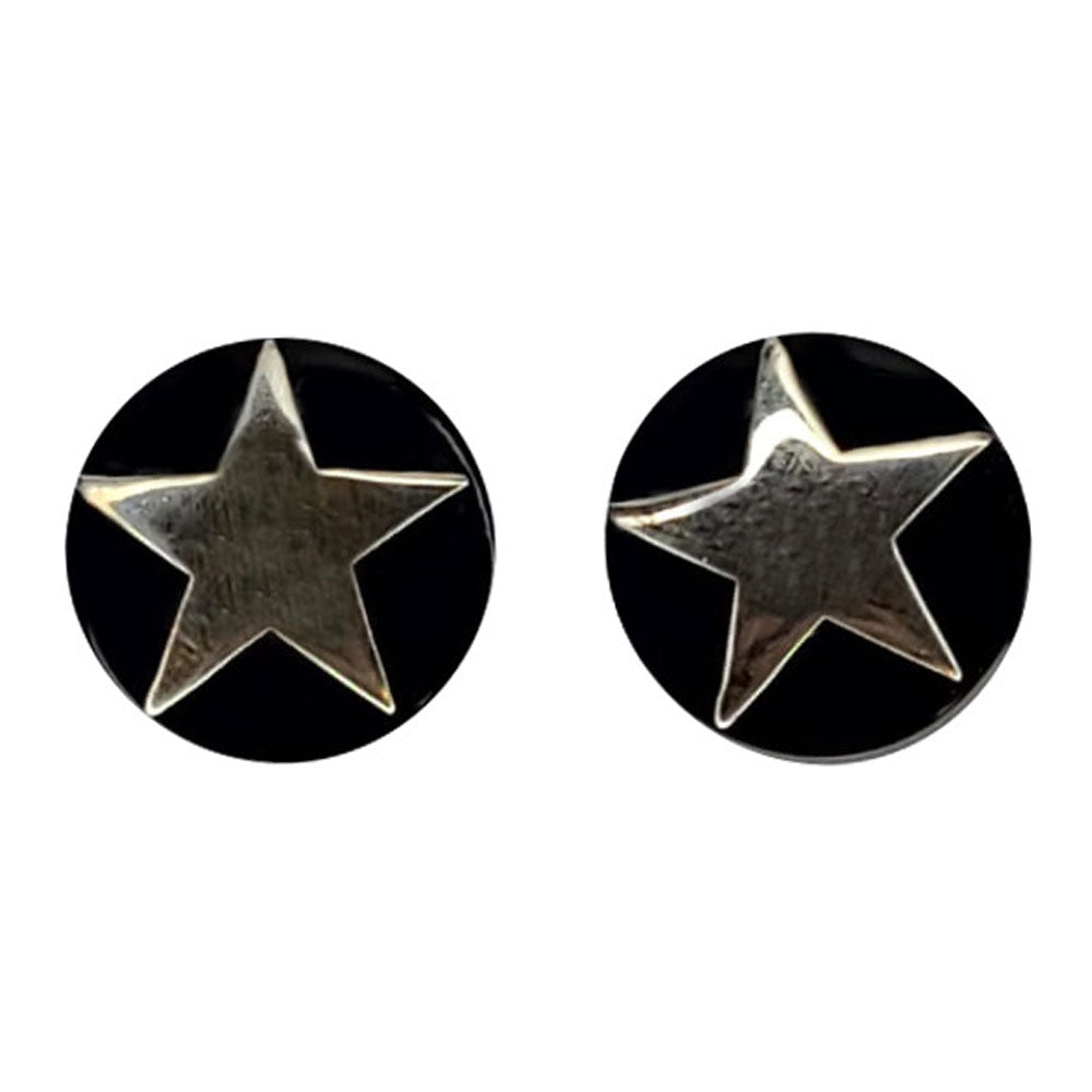Black Organic Bone Double Flare Ear Plugs with Star 6G to 12mm - Pair - photo 8