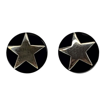 Black Organic Bone Double Flare Ear Plugs with Star 6G to 12mm - Pair - photo 8
