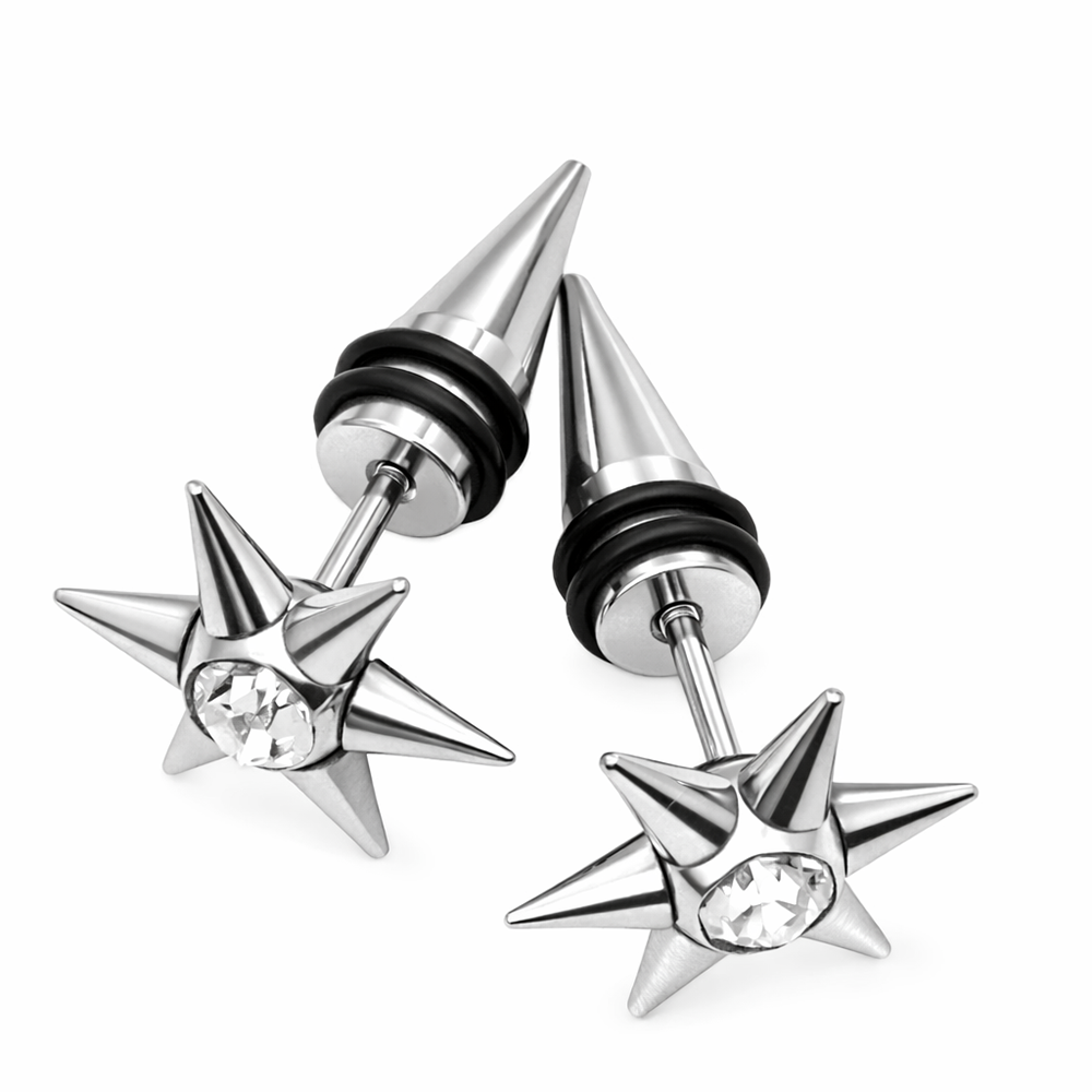 Surgical Steel 16 Gauge Star Fake Ear Tapers - Pair
