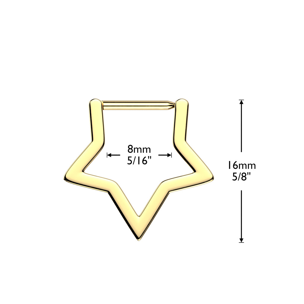 Titanium Star Hinged Septum Ring 16G & 18G 8mm - photo 2