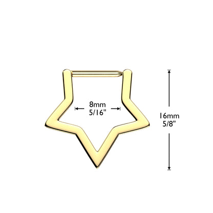 Titanium Star Hinged Septum Ring 16G & 18G 8mm - photo 2