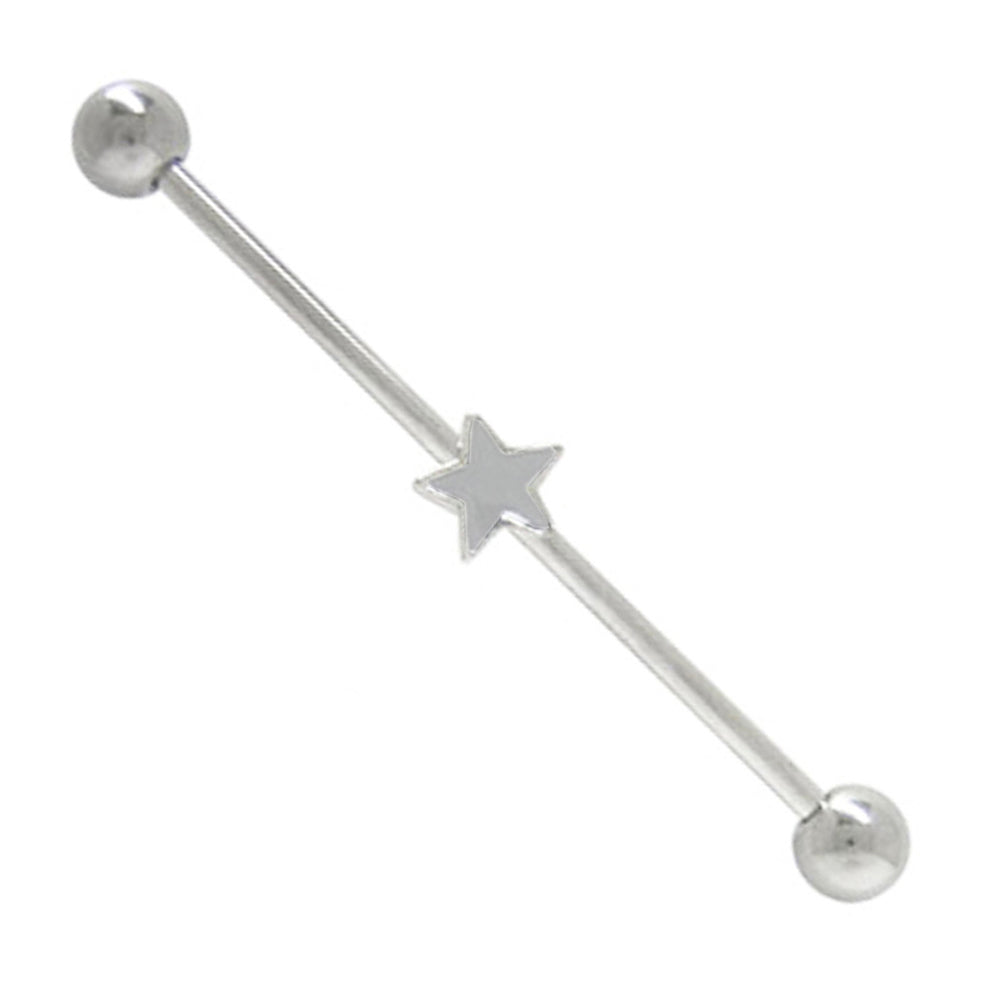 Surgical Steel 14 Gauge Industrial Barbell with Star Center