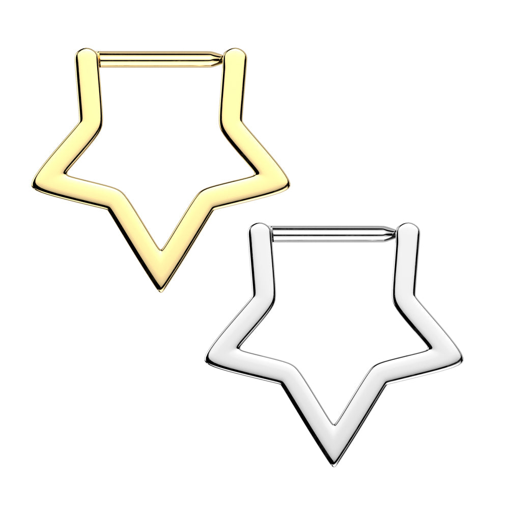 Titanium Star Hinged Septum Ring 16G & 18G 8mm